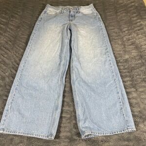 Old Navy Wow Baggy Wide Leg Jeans Womens 4 Light Wash Mid Rise 100% Cotton AN910